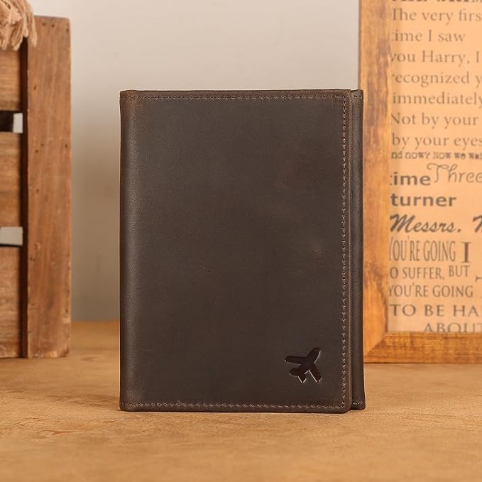 Polare Full Grain Leather Pilot Wallet Passport Holder RFID Blocking Tri-fold - Image 8