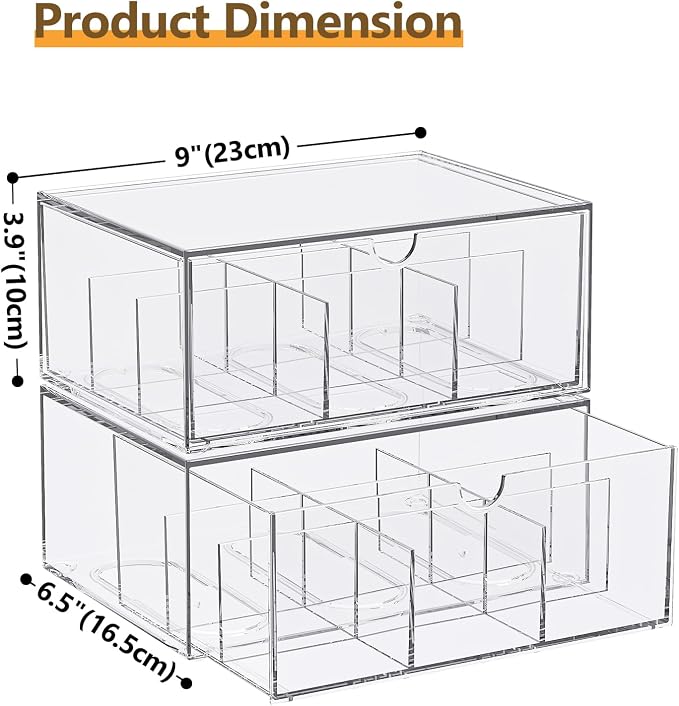 2 Pack Coffee Pod Storage Drawer, Stackable Tea Bag Organizer - Image 3