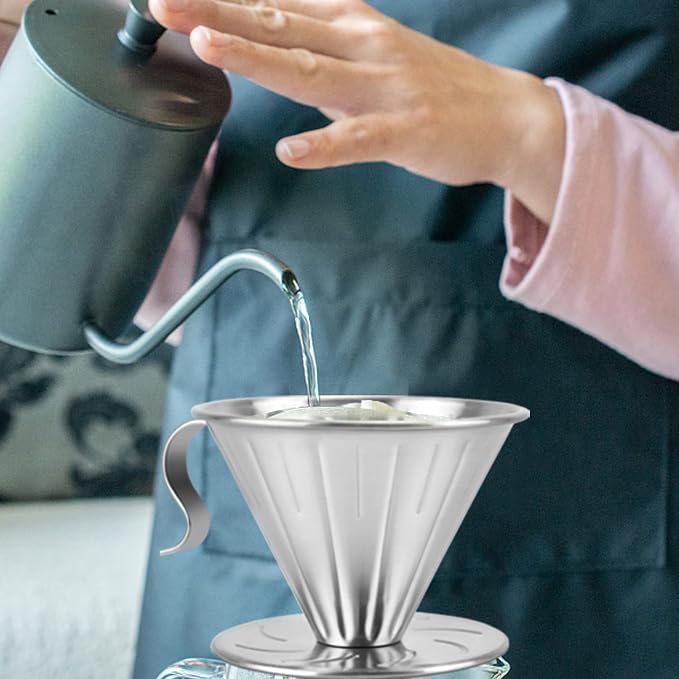 MERMOO YILAN Pour Over Coffee Dripper Durable Metal Filter Holder Large Hole - Image 2