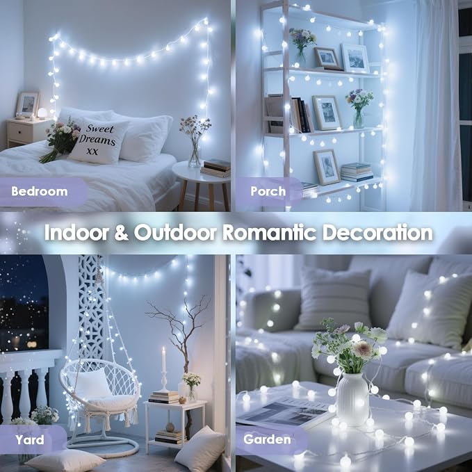 100LED Connectable Classroom String Lights Indoor Outdoor, 43ft White Globe - Image 3