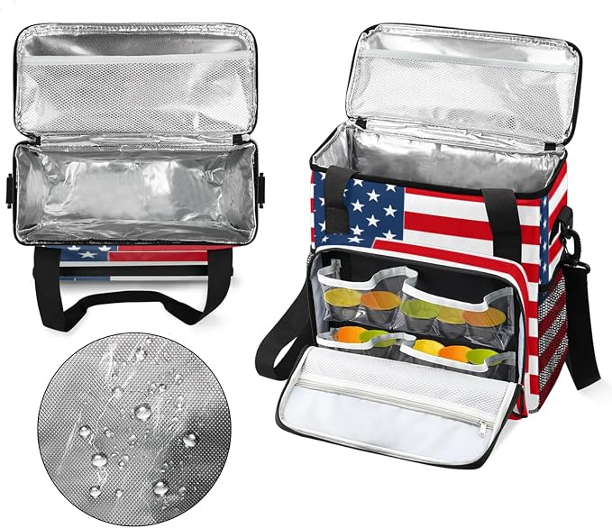American Flag Coffee Maker Carrying Bag, Waterproof Insulated Leakproof Cooler - Image 3