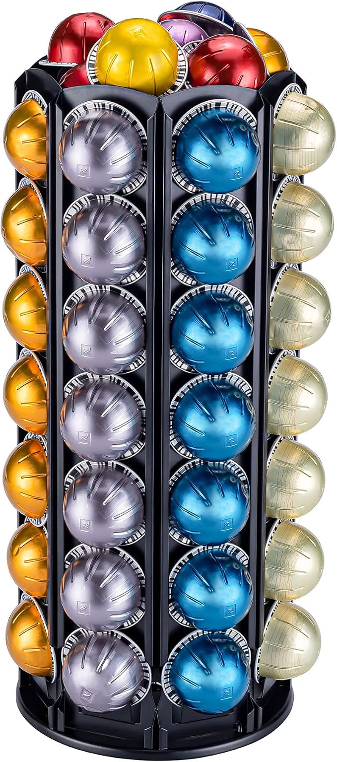FlagShip Vertuo Pod Carousel Holder 80+ Pods Capacity Black Metal | Heavy Duty by FlagShip