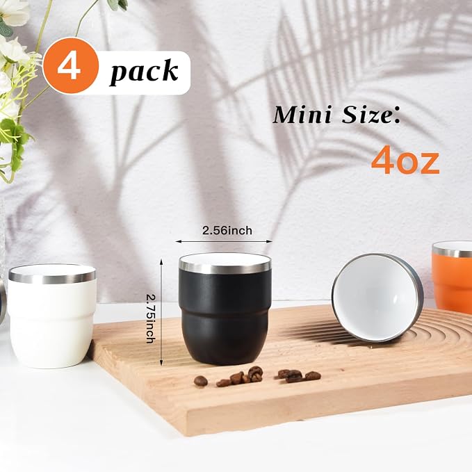 CHLJAR 4 oz Espresso Cup, Ceramic-Lined 18/8 Stainless Steel Coffee Cup - Image 3