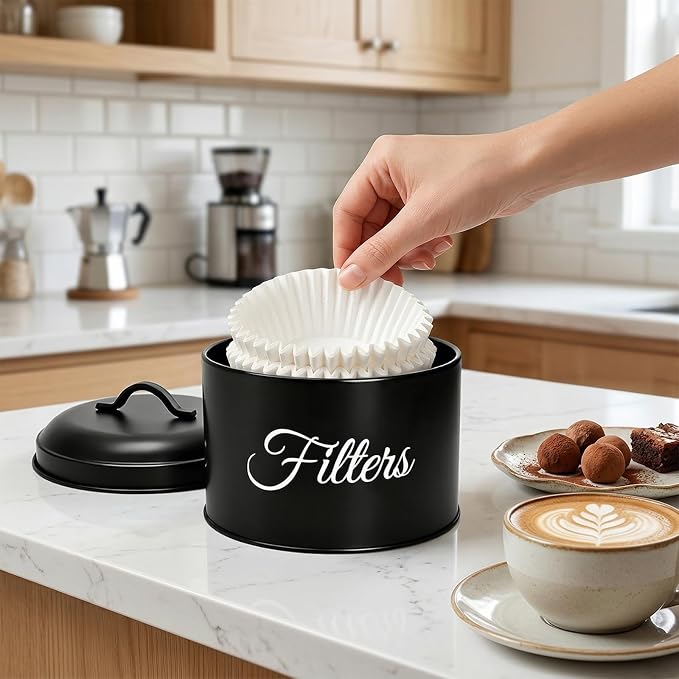 Coffee Filter Holder, Round Metal Coffee Filters Dispenser - Image 3