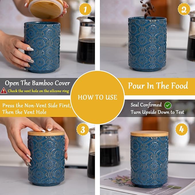 TEATALK Embossed Ceramic Canister, Stylish Airtight Storage - Image 5