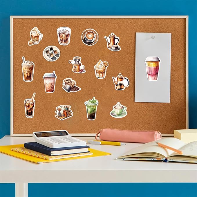 50pcs Retro Coffee Stickers for Coffee Lover Scrapbooking Journaling Junk - Image 9
