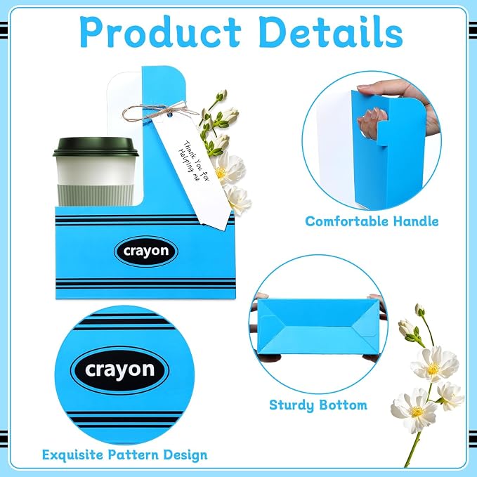 24 Set Teacher Appreciation Gifts Crayon 2 Cup Drink Carrier - Image 3