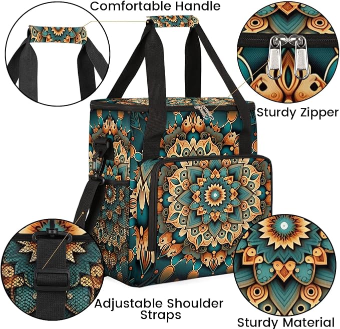 mandala flower beautiful Coffee Maker Carring Bag Travel Carrying Storage Tote - Image 6