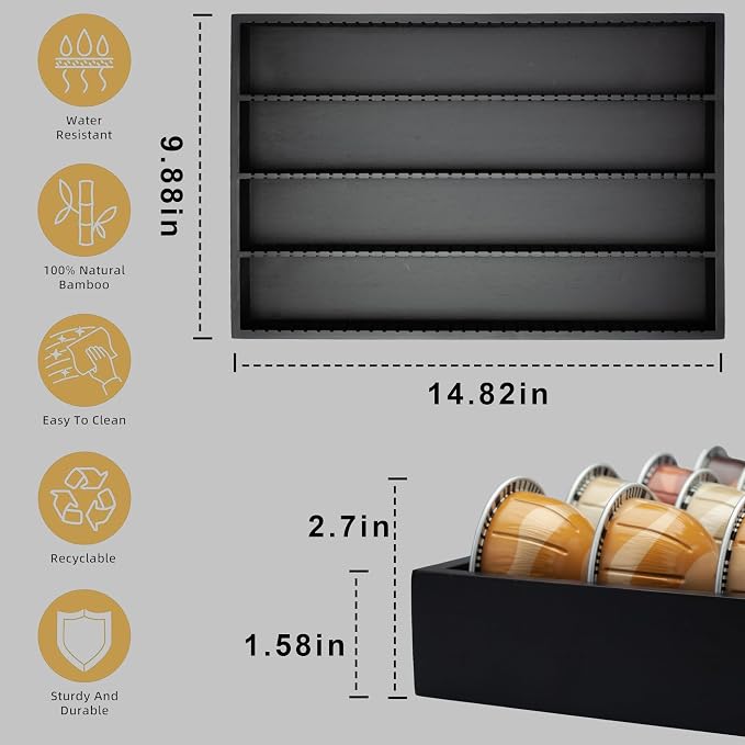 MinBoo Bamboo Coffee Pod Storage Holder Drawer Insert - Image 3
