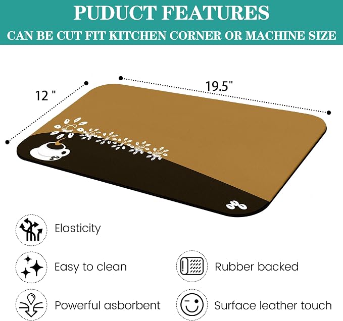 Fun Absorbent Coffee Bar Mat - Image 3