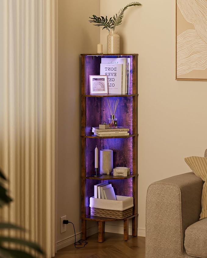Corner Shelf Stand, 5 Tier Corner Bookshelf, Corner Furniture - Image 5