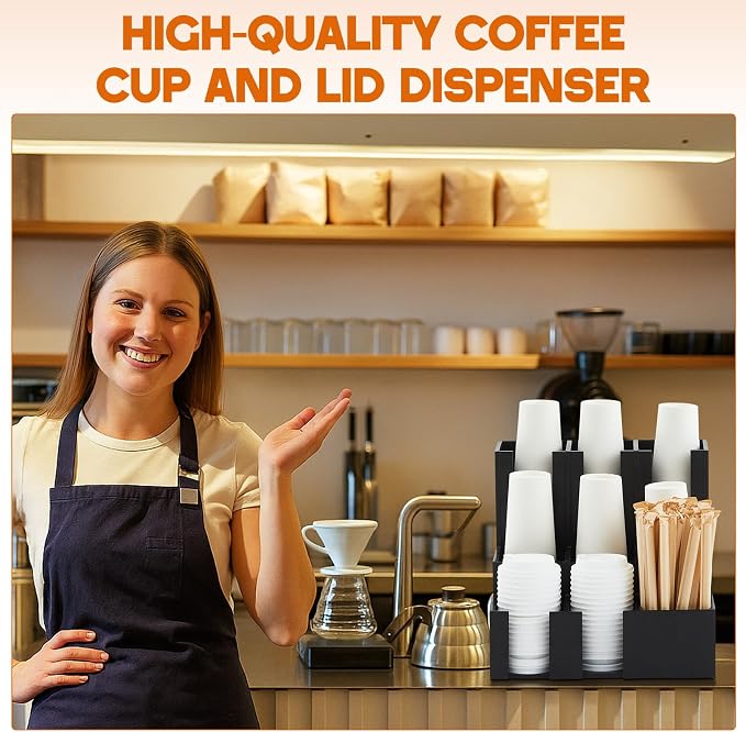 CroBlissful Wooden Vertical Coffee cup and lid dispenser, coffee condiment - Image 6