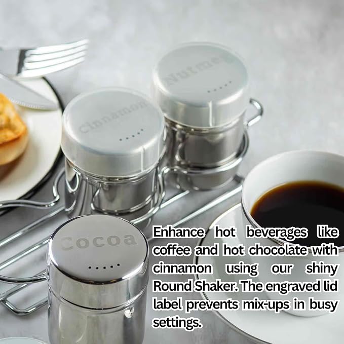 TableCraft 11051 Cocoa Shaker, 6 oz, Stainless Steel Dredge - Image 4