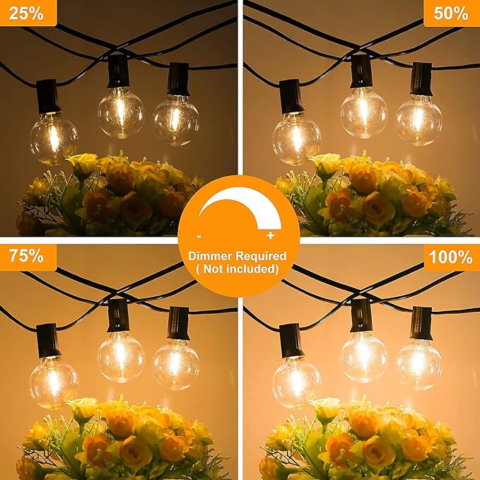 200ft Outdoor G40 LED Globe String Lights Dimmable Waterproof Shatterproof - Image 4