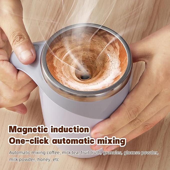 Rechargeable Automatic Stirring Coffee Mug, Stainless Steel Electric White | - Image 2