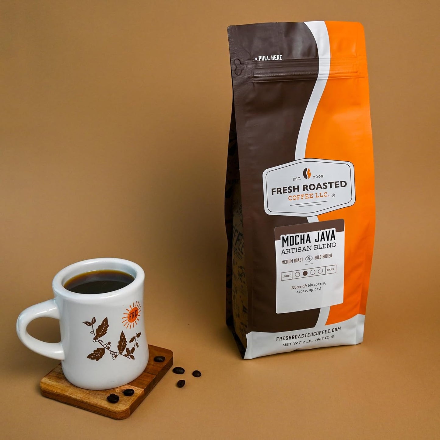 Fresh Roasted Coffee, Mocha Java, 2 lb (32 oz), Medium Roast, Kosher, Whole Bean
