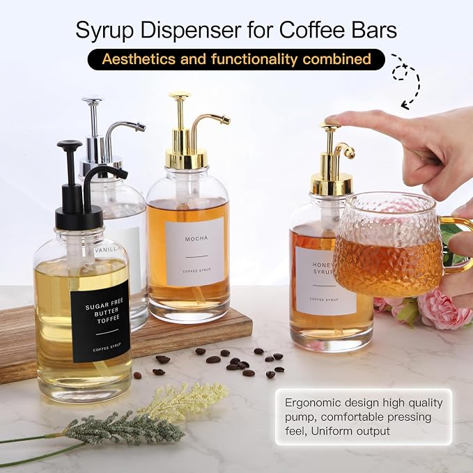 Coffee Syrup Dispenser-2pack, 16.9 oz 500ml, Coffee Bar Accessories, Syrup Pump - Image 5