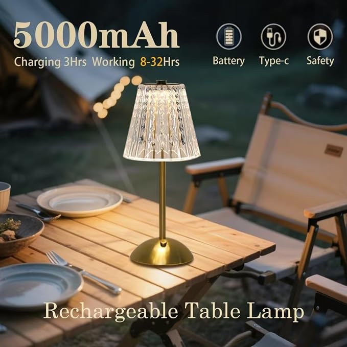 2 Pack Crystal Table Lamp, 5000mAh Rechargeable Battery Lamp - Image 5