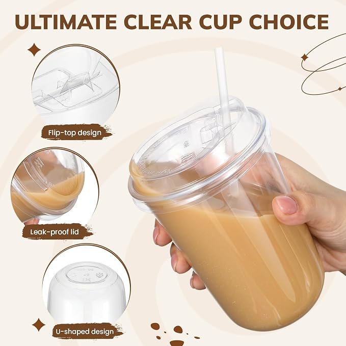 Ziliny 50 Pcs 16oz Clear Plastic Cups - Image 4