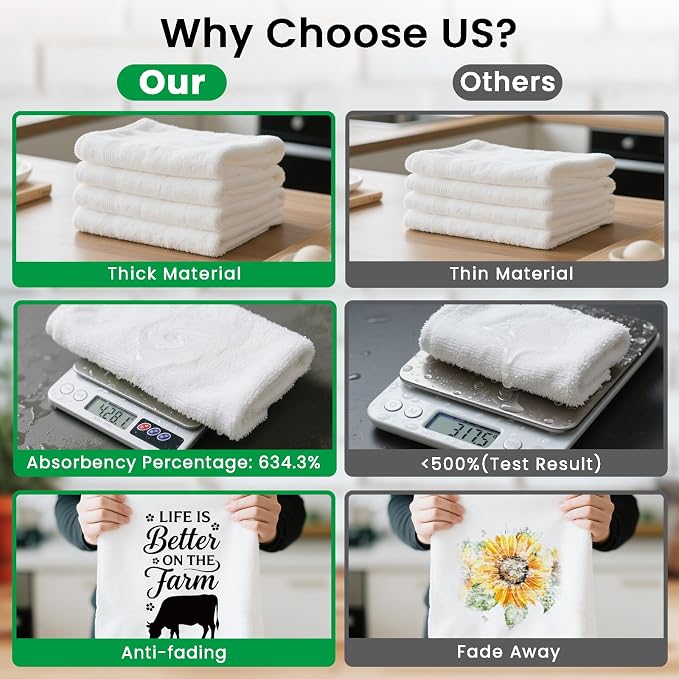 CUTHOLLOW Farm Decorative Kitchen Towels Set of 4, 15.74"x23.62" Soft & - Image 3