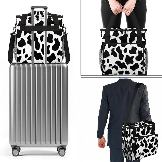 Cow Print Western Coffee Maker Carring Bag, Large Insulated Storage Organizer - Image 7