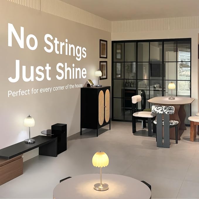 Shenmoyl Tulip Table Lamp with 5200mAh Battery & Touch Control, Cordless Small - Image 2