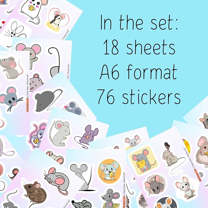 100Pcs Mouse Stickers for Water Bottle and Laptop - Image 2
