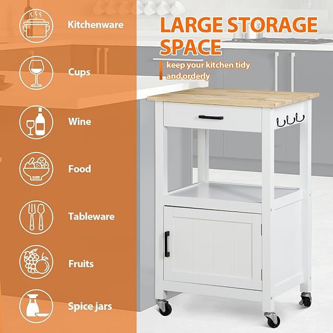 Nova Microdermabrasion Kitchen Island Cart on Wheels, Rolling Kitchen Cart - Image 6