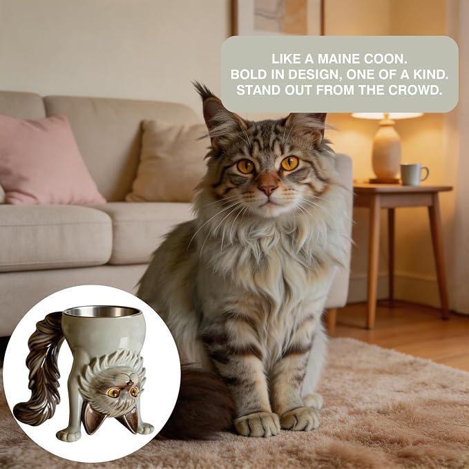 Maine Coon Cat Mug, 2-in-1 Funny Novelty Coffee Cup Transforms into Cat - Image 6