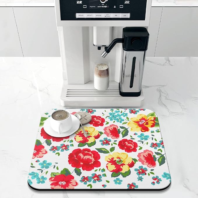 Coffee Bar Mat Accessories for Countertop Absorbent Hide Stain Rubber Backed - Image 3