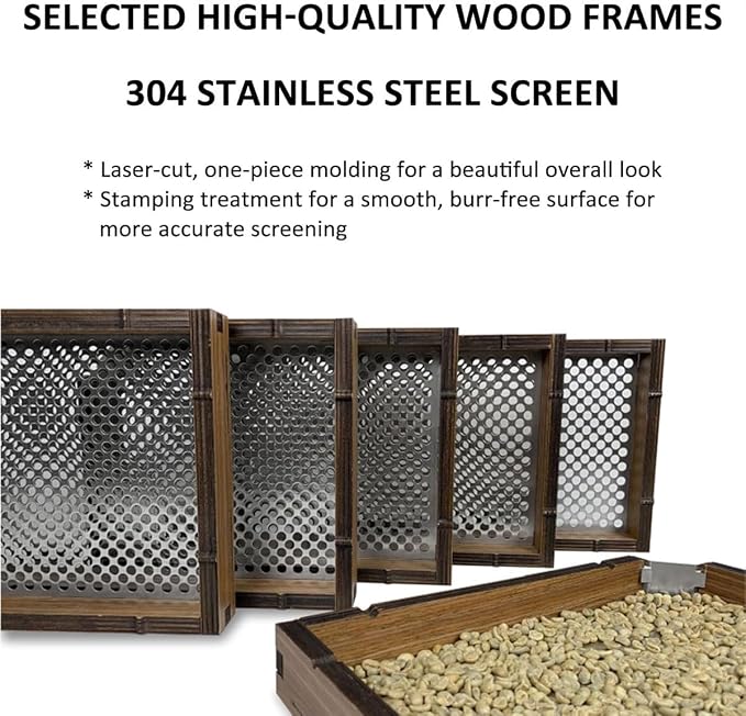 Coffee Bean Grading Sieve with 10 Layers Meshes, Wood Precision Bean Sifter - Image 6