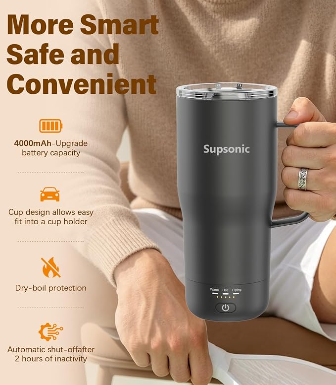 Supsonic - Smart Heated Coffee Mug, 20oz Rechargeable Self Heating Mug - Image 4
