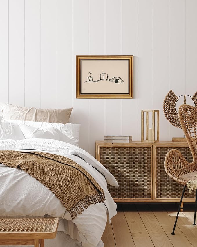 ARPEOTCY Gold Framed Canvas Wall Art, 12x16 Inch, Christian Minimalist Line Art - Image 5