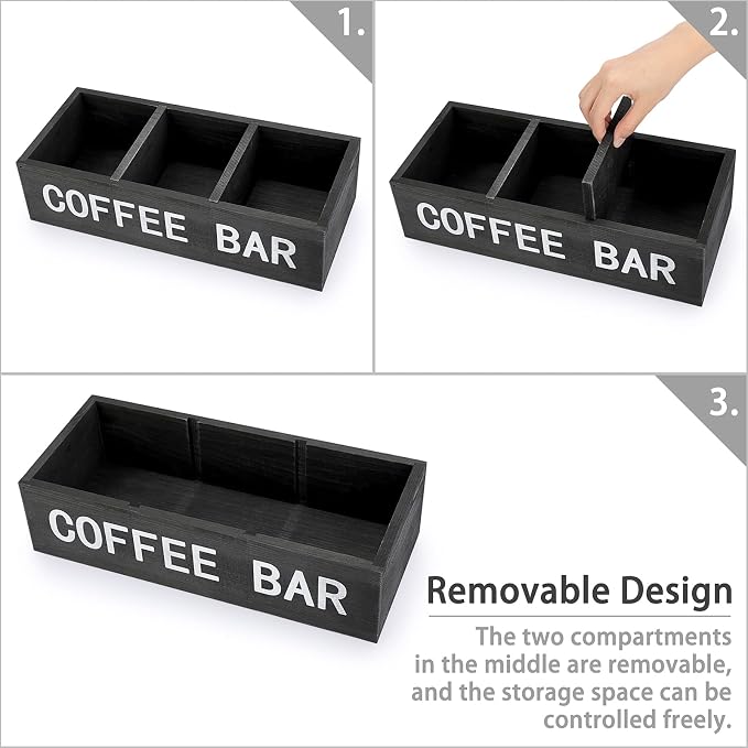 ELLDOO Coffee Bar Wooden Storage Box - Image 3