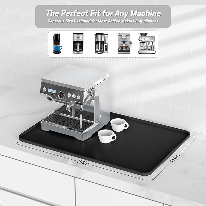 Garolue Silicone Coffee Mat, 24×16" Waterproof Heat Resistant Bar Mat - Image 2