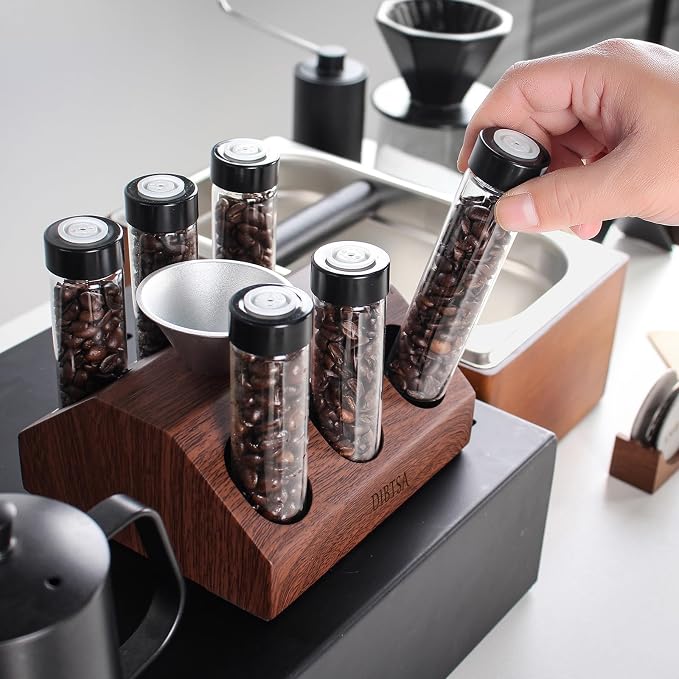 DIBTSA Coffee Bean Cellars, 6 Single Dose Espresso Beans Storage Container Tubes - Image 5