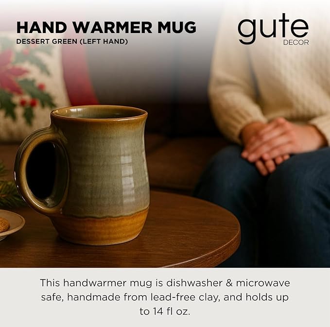 Hand Warmer Mug, Handmade Pottery Ceramic and Hand Painted - Image 3