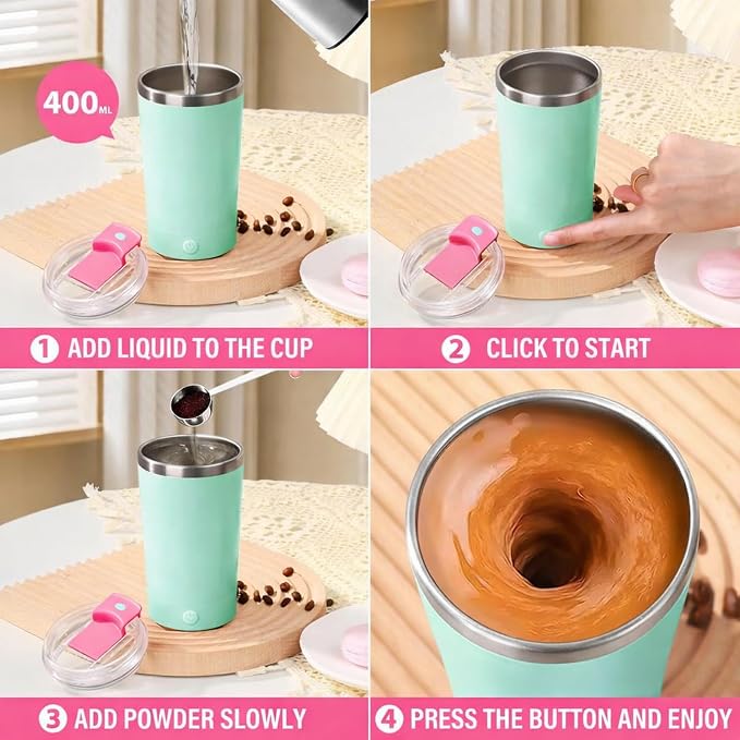 Self Stirring Coffee Mug, 13.5oz Rechargeable Automatic Mixing Cup - Image 4