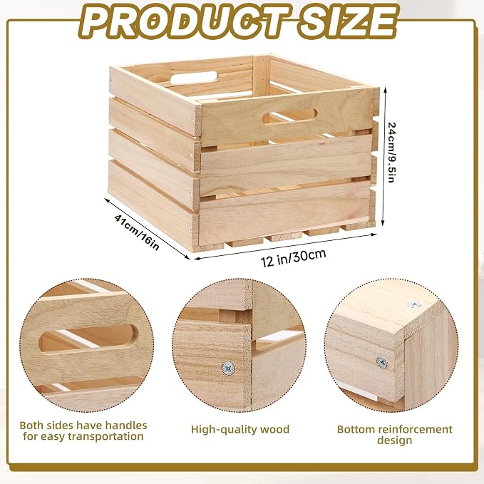 3 PCS Extra Large Wood Crates Box - Image 2