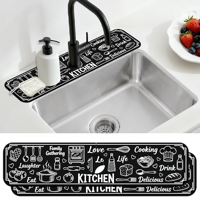 2 Pcs Kitchen Sink Splash Guard Faucet Mat Graffiti Pattern Faucet Mat by CONCHLERY%E6%97%97%E8%88%B0%E5%BA%97