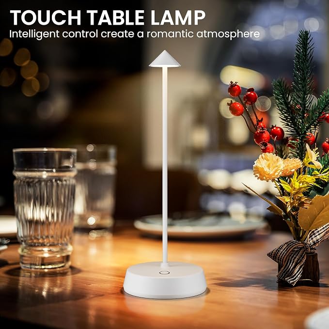 Rechargeable Cordless Small Table Lamp, 6000mAh Battery Operated, LED Touch - Image 2