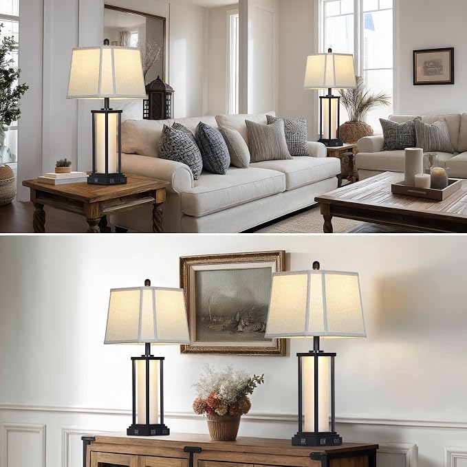 Cinkeda 27" Tall Vintage Table Lamp Set of 2 - Image 5