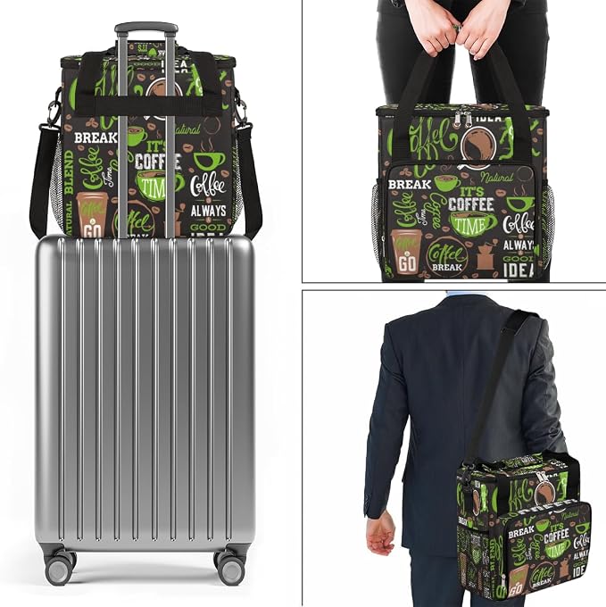Green Coffee Cafe Maker Carrying Bag Travel Case Compatible - Image 7