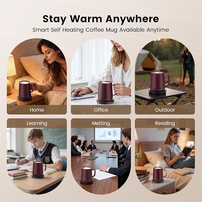 Smart Self Heating Coffee Mug, 14oz Temperature Control Coffee Mug, Hot up to - Image 6