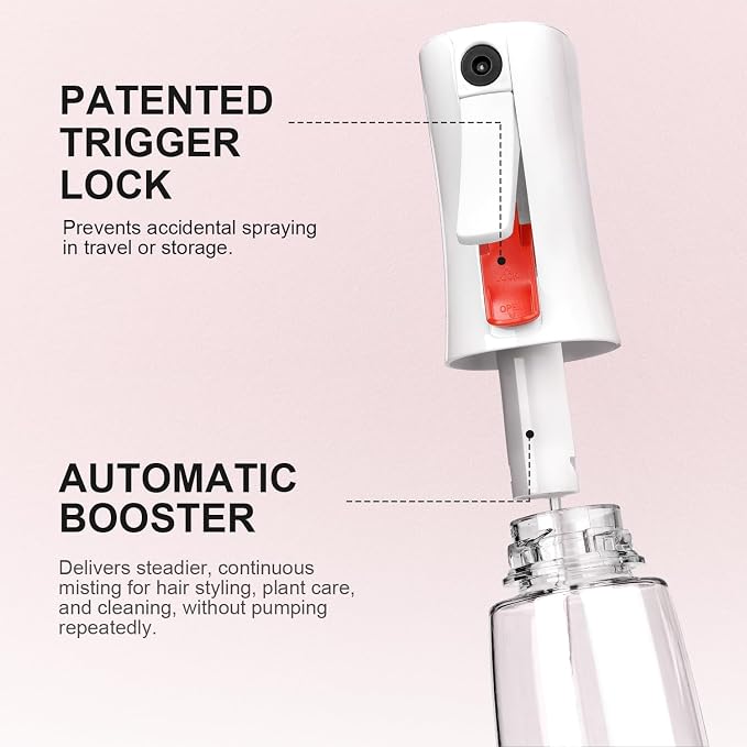 Continuous Spray Bottle for Hair – Fine Mist Water Mister, Empty Spray Bottles - Image 4