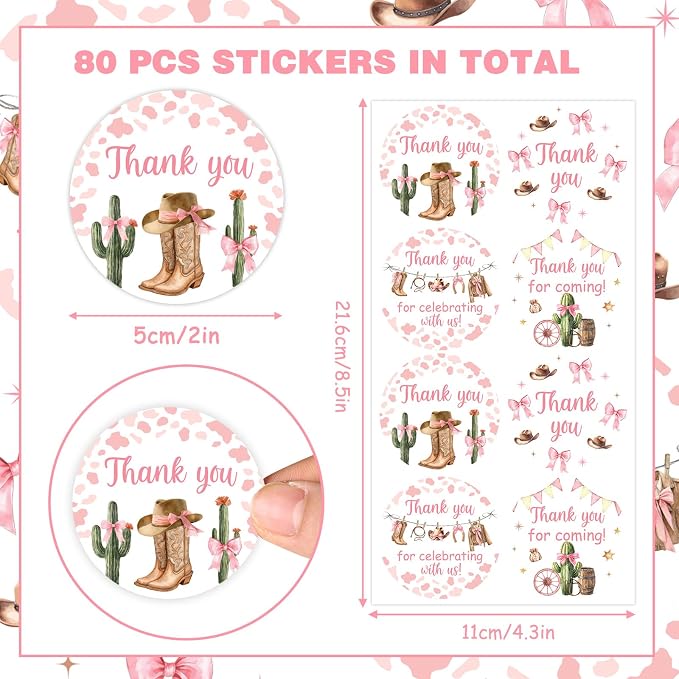 Serencatcher Cowgirl Bow Birthday Party Decorations - Image 3