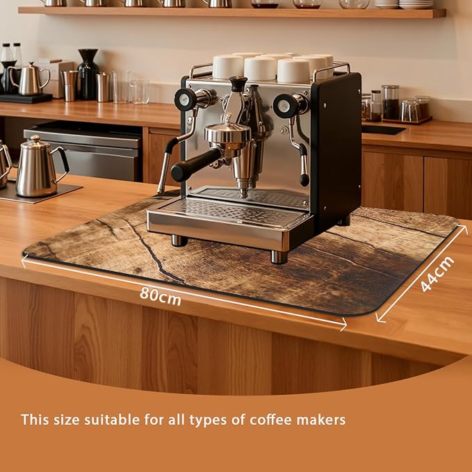 Coffee Mat 32x18 Inch, Wood Grain Coffee Placemat, Absorbent Hide Stain Rubber - Image 2