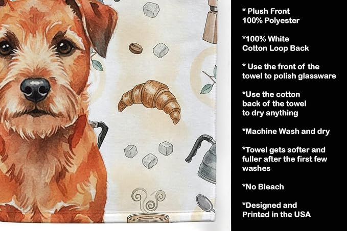 Caroline's Treasures Red Border Terrier Coffee Bar Kitchen Towel Velour Plush - Image 4