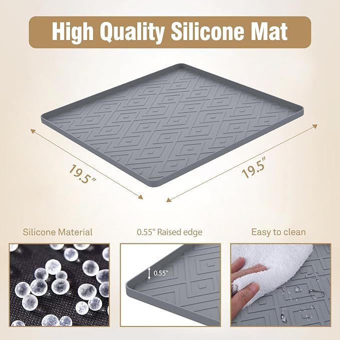 Water Cooler Mat, 19.7" x 19.7" Silicone Water Dispenser Mat, Non Slip Water - Image 3