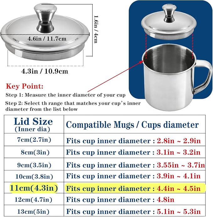 4.3Inch Stainless Steel Universal Lid​, Cup Covers, Pot Cover - Image 2